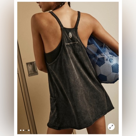 Free People Hot Shot Mini Dress in Washed Black in Medium NWOT - Picture 6 of 7